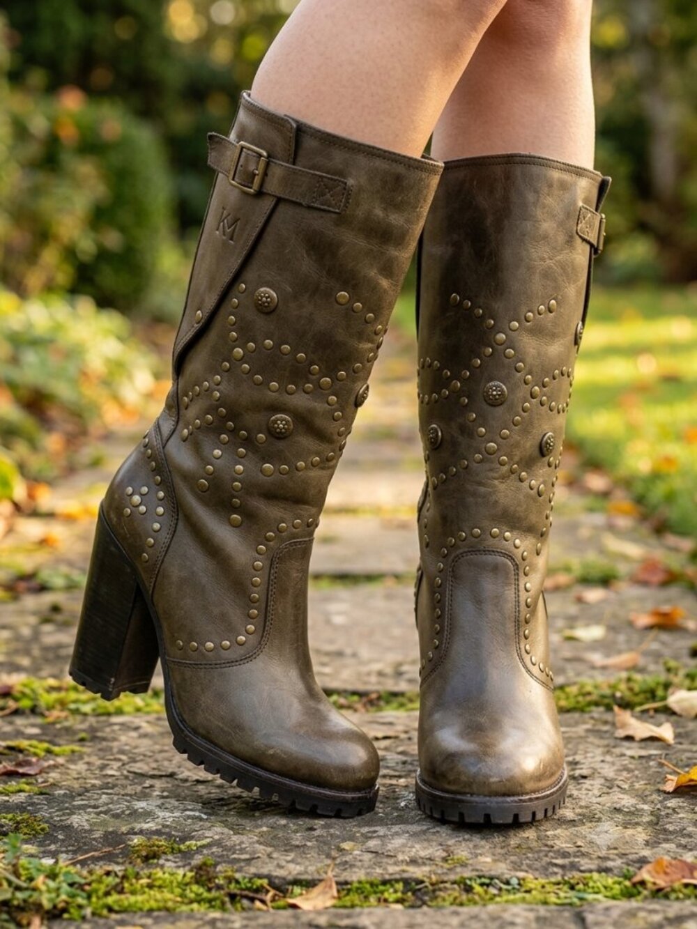 ASH Rolls Studded Brown Heeled Boots 37